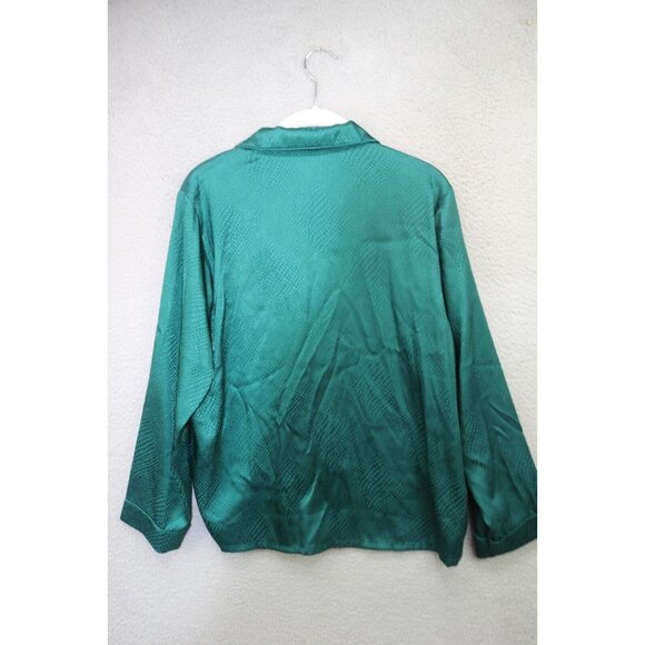 INC-International Concepts Emerald Green Satin Pajama Set-Size Medium-Wide Leg - Picture 8 of 16